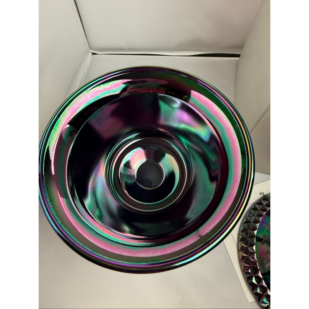 FENTON CARNIVAL COMPORT ART GLASS 2002 LE #14 family sig. FRANK M. FENTON with - Picture 4 of 9